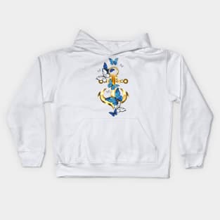 Anchor with Butterflies Morpho Kids Hoodie